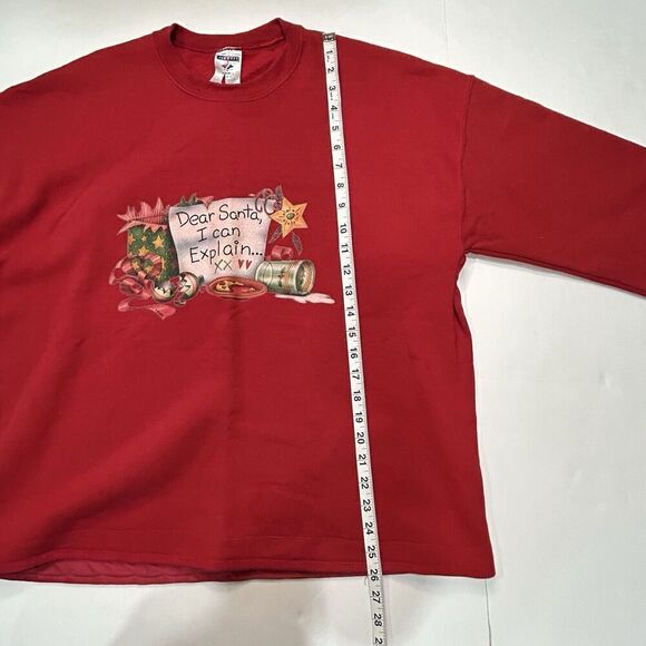 Vintage JERZEES Sweatshirt Red Crewneck Dear Santa I Can Explain Size XL - Picture 6 of 7